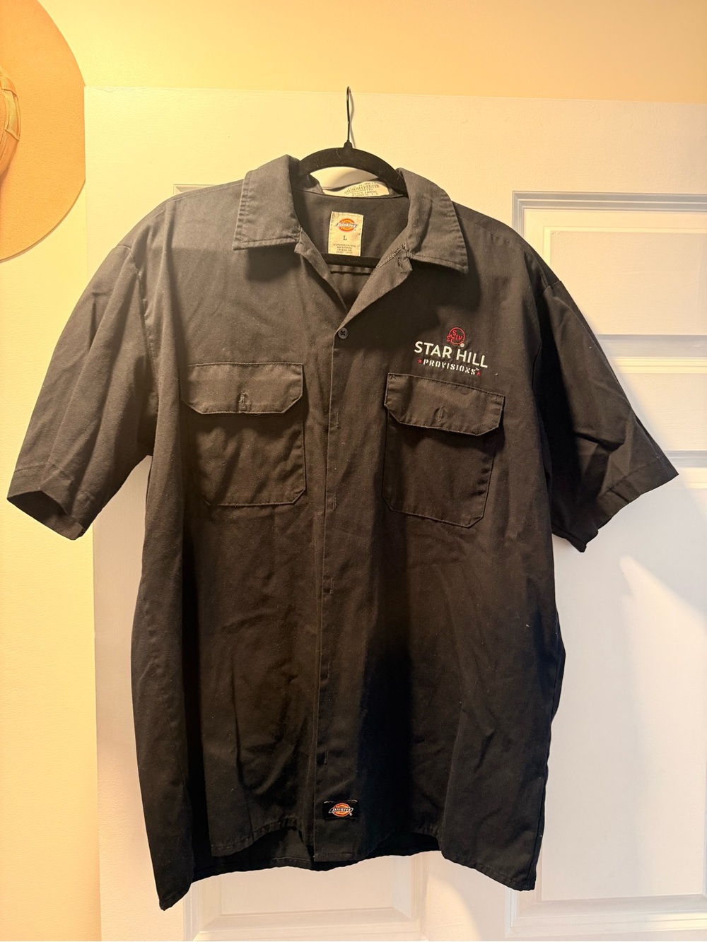 Dickies Black Short-Sleeve Work Button-Down Shirt with Logo
